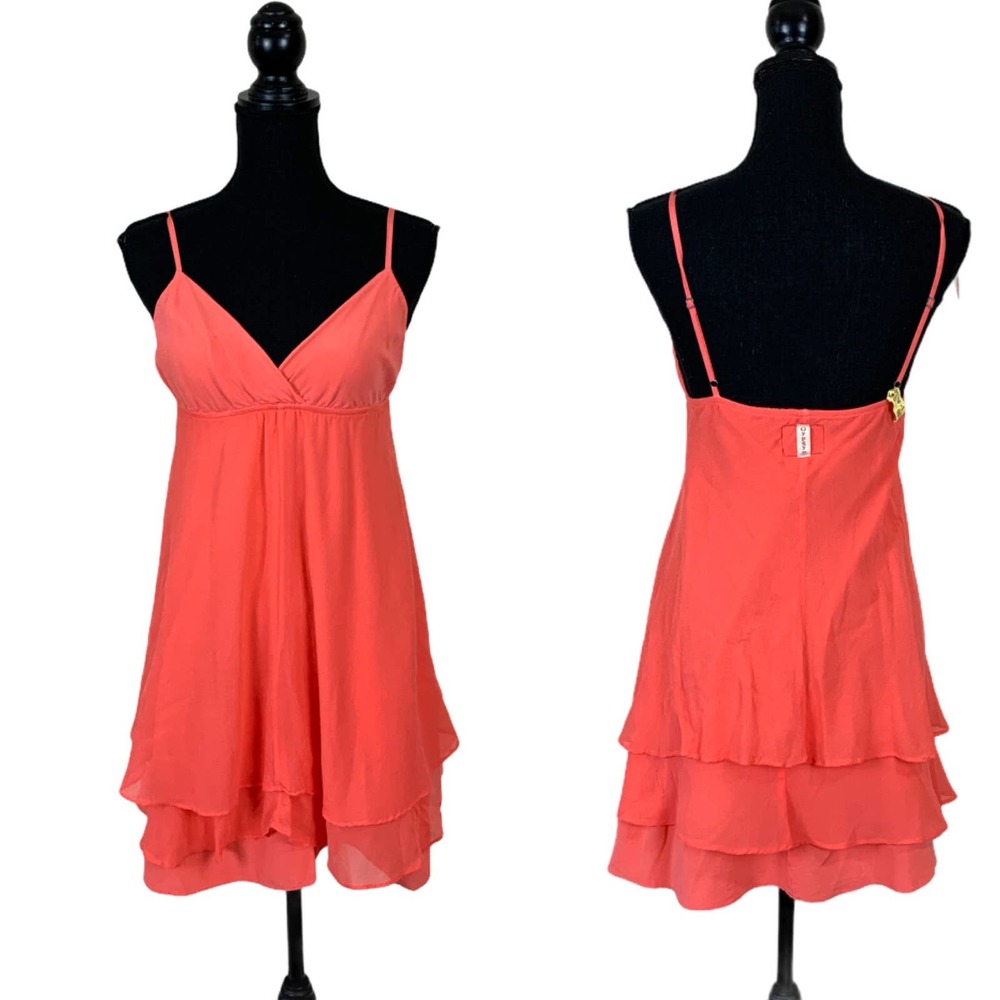 Gypsy 05 Hollywood Mini Dress Silk Babydoll Cami Going Out Size Small In Orange